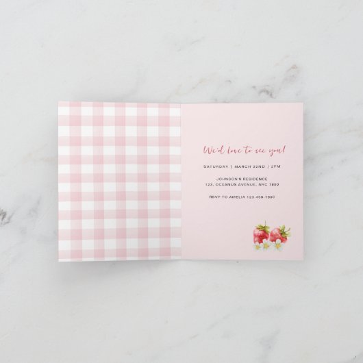 Waterverf Berry eerste eerste aardbeienverjaardag (Binnen)