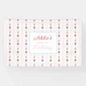 Waterverf Berry eerste verjaardag aardbeien Spandoek (Horizontaal)