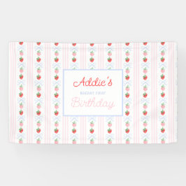 Waterverf Berry eerste verjaardag aardbeien Spandoek