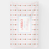 Waterverf Berry eerste verjaardag aardbeien Spandoek (Verticaal)