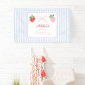 Waterverf Berry eerste verjaardag aardbeien Spandoek (Insitu)