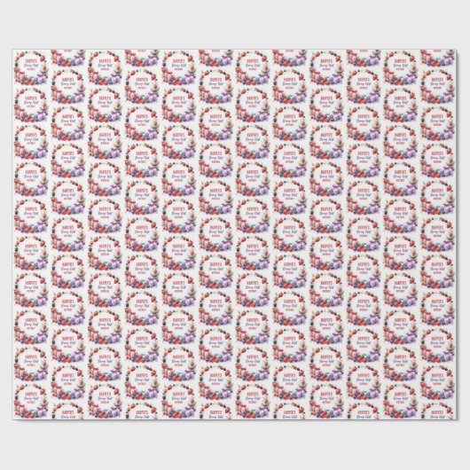 Waterverf Berry Eerste Verjaardag Aardbeienfeest - Cadeaupapier (Vlak)