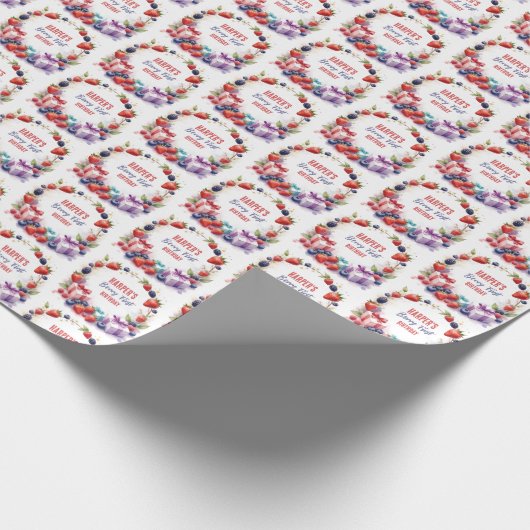 Waterverf Berry Eerste Verjaardag Aardbeienfeest - Cadeaupapier (Hoek)