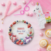 Waterverf Berry Eerste Verjaardag Aardbeienfeest - Papieren Bordje (Feest)