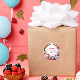 Waterverf Berry Eerste Verjaardag Aardbeienfeest - Ronde Sticker