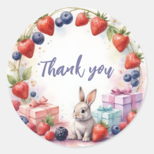 Waterverf Berry eerste verjaardag konijn en gesche Ronde Sticker