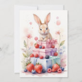 Waterverf Berry eerste verjaardag met konijn Kaart (Achterkant)