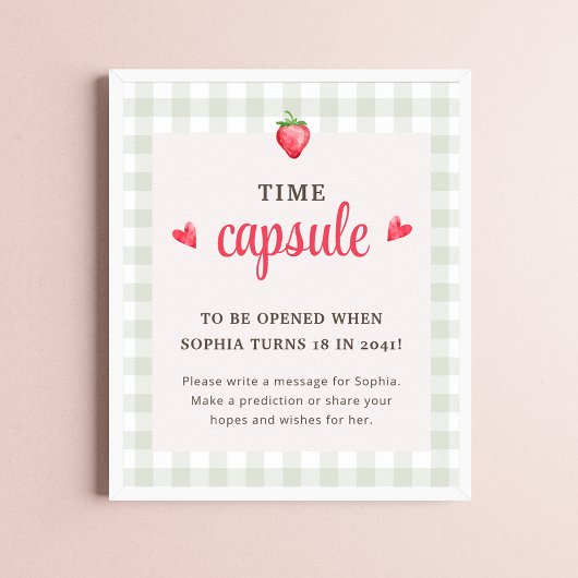 Waterverf Berry eerste verjaardag Time Capsule Poster