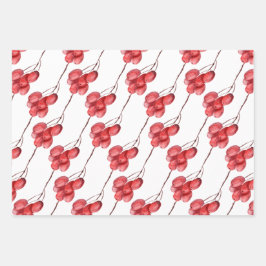 Waterverf Berry en Greenery Leaves Holiday Inpakpapier Vel