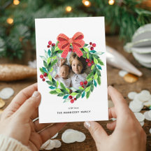 Waterverf Berry en Holly Wreath