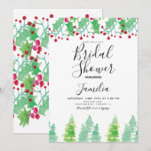 Waterverf Berry en Trees Gekleurd Vrijgezellenfees Kaart (Voorkant / Achterkant)