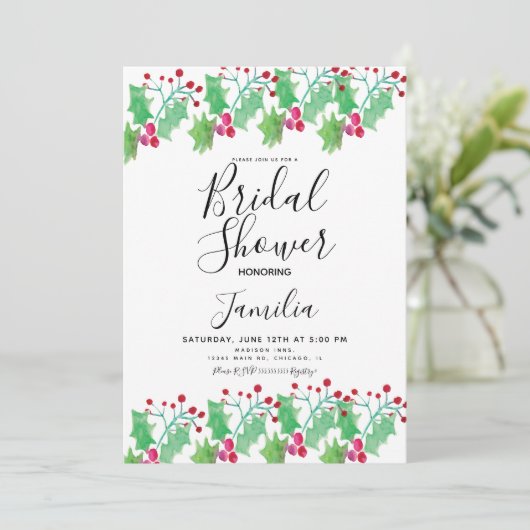 Waterverf Berry Greenery Painted Vrijgezellenfeest Kaart (Staand voorkant)