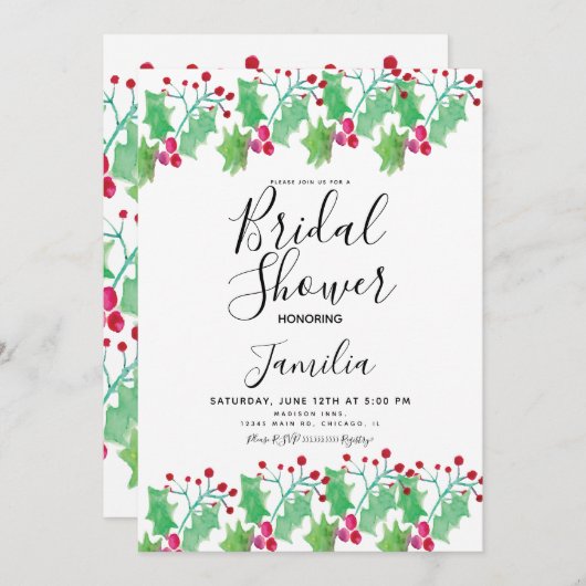 Waterverf Berry Greenery Painted Vrijgezellenfeest Kaart (Voorkant / Achterkant)