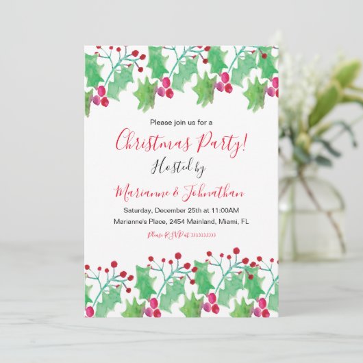 Waterverf Berry Hand geschilderd Kaart (Staand voorkant)