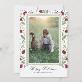 Waterverf Berry Lijst Prettige feestdagen Foto Feestdagenkaart