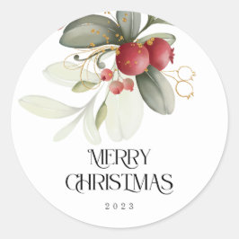 Waterverf Berry met kerstmis Ronde Sticker