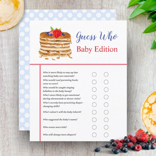 Waterverf Berry Pancake Blue Gingham Baby shower