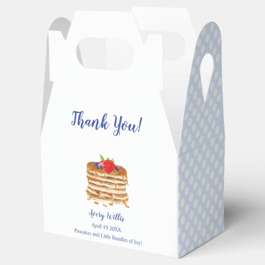 Waterverf Berry Pancake Blue Gingham Baby shower Bedankdoosjes (Geopend)