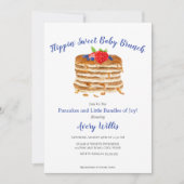 Waterverf Berry Pancake Blue Gingham Baby shower Kaart (Voorkant)