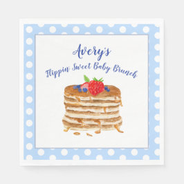 Waterverf Berry Pancake Blue Gingham Baby shower Servet