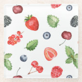 Waterverf Berry Pattern Glazen Onderzetter (Voorkant)