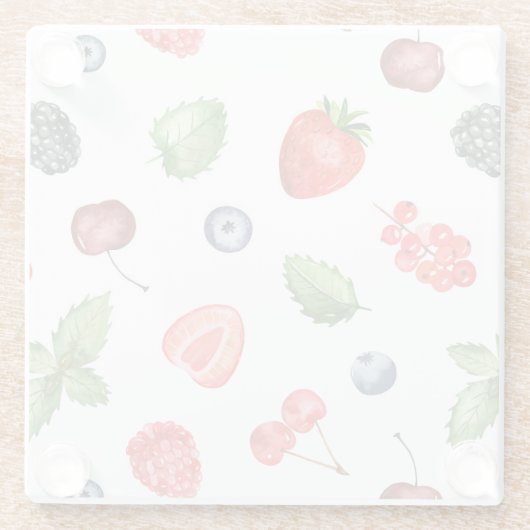  Waterverf Berry Pattern Glazen Onderzetter (Achterkant)
