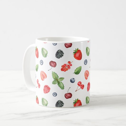 Waterverf Berry Pattern Kitchen Koffiemok (Voorkant links)