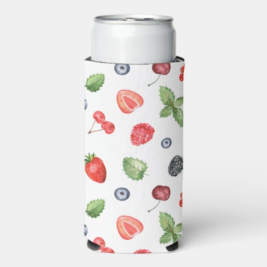  Waterverf Berry Pattern Seltzer Blikjeskoeler (Seltzer Voorkant)