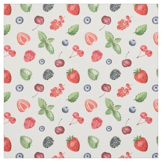  Waterverf Berry Pattern Stof (Swatch)