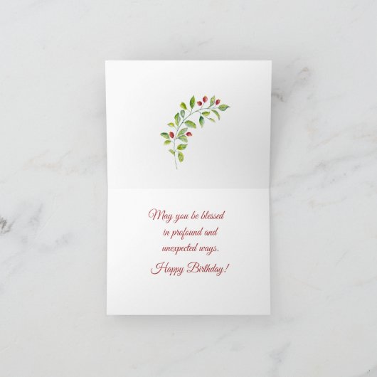 Waterverf Berry Stem Verjaardag Kaart (Binnen)