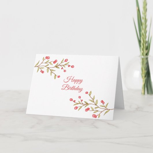 Waterverf Berry Stems Verjaardag Kaart (Voorkant)