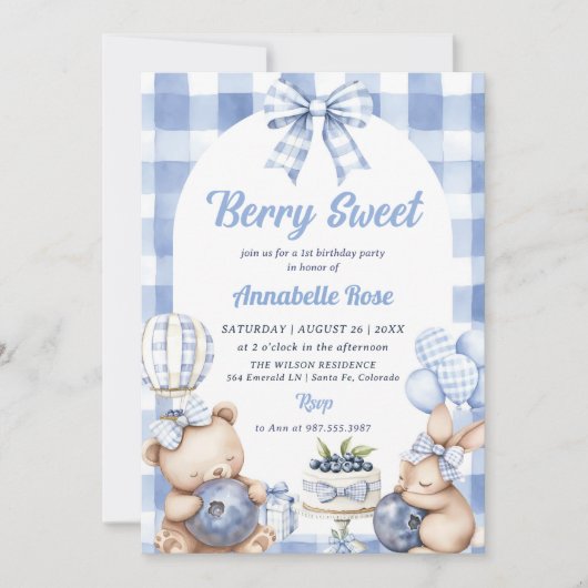Waterverf Berry Sweet 1st Verjaardag Party Foto Kaart (Voorkant)
