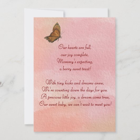 Waterverf Berry Sweet Baby Girl BABY SHOWER Kaart (Achterkant)