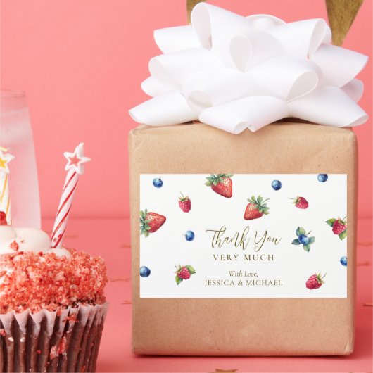 Waterverf Berry Sweet Baby shower Dank u Rechthoekige Sticker (Feest)