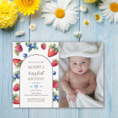 Waterverf Berry Sweet Berry Eerste Verjaardag Foto Kaart