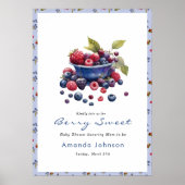 Waterverf Berry Sweet Blueberries Baby shower Poster (Voorkant)
