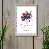 Waterverf Berry Sweet Blueberries Baby shower Poster