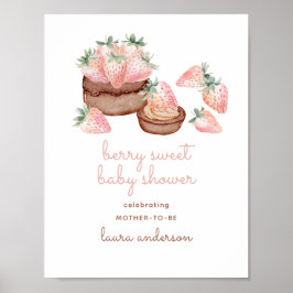 Waterverf Berry Sweet Chocolate Cake Baby shower Poster