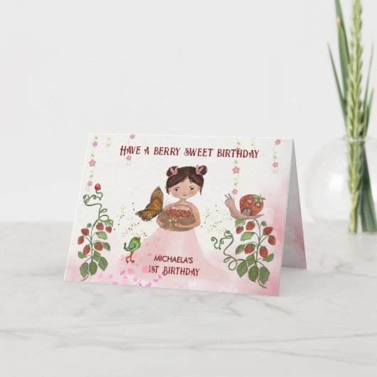Waterverf Berry Sweet Girl Verjaardag Kaart (Voorkant)