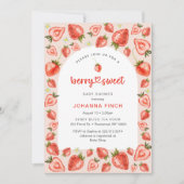 Waterverf Berry Sweet Strawberries Baby shower Kaart (Voorkant)