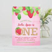 Waterverf Berry Sweet Strawberry 1ste verjaardag Kaart (Staand voorkant)