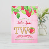 Waterverf Berry Sweet Strawberry 2e verjaardag Kaart (Staand voorkant)