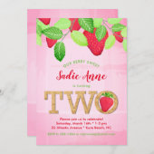 Waterverf Berry Sweet Strawberry 2e verjaardag Kaart (Voorkant / Achterkant)