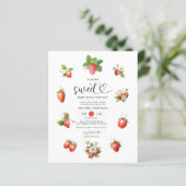 Waterverf Berry Sweet Strawberry Baby shower (Staand voorkant)