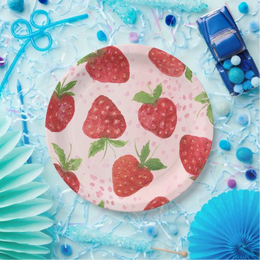 Waterverf Berry Sweet Strawberry Shower Papieren Bordje (Feest)
