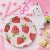 Waterverf Berry Sweet Strawberry Shower Papieren Bordje (Feest)