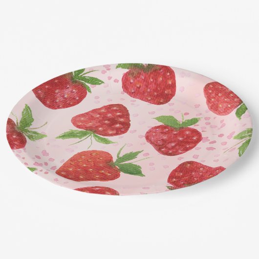 Waterverf Berry Sweet Strawberry Shower Papieren Bordje (Gekanteld)