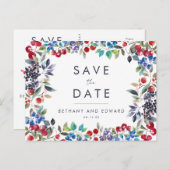 Waterverf Berry Zomer Bruiloft Save the Date Uitnodiging Briefkaart (Voorkant / Achterkant)