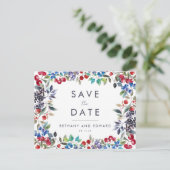 Waterverf Berry Zomer Bruiloft Save the Date Uitnodiging Briefkaart (Staand voorkant)