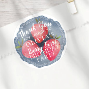 Waterverf Bes Eerste Verjaardag Favor Ronde Sticker